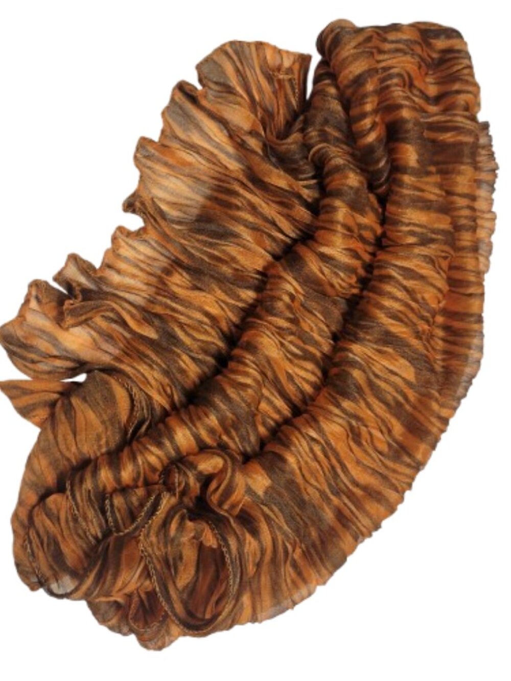 Womens Crinkle Scarf Animal Print Orange All Season Sweater